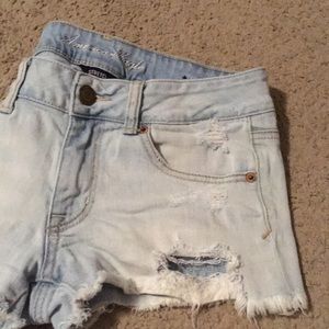 Distressed jean shorts